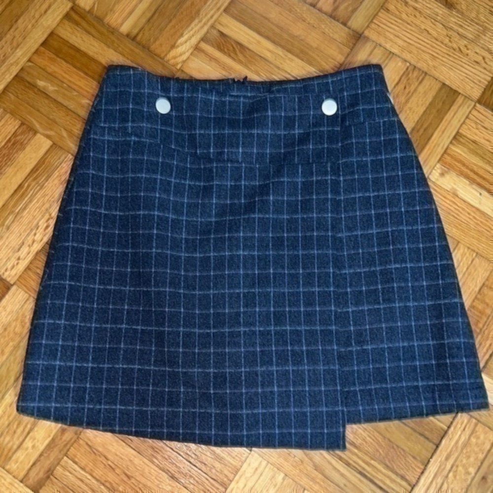 Chic wish blue Plaid gingham Mini‎ skirt XS